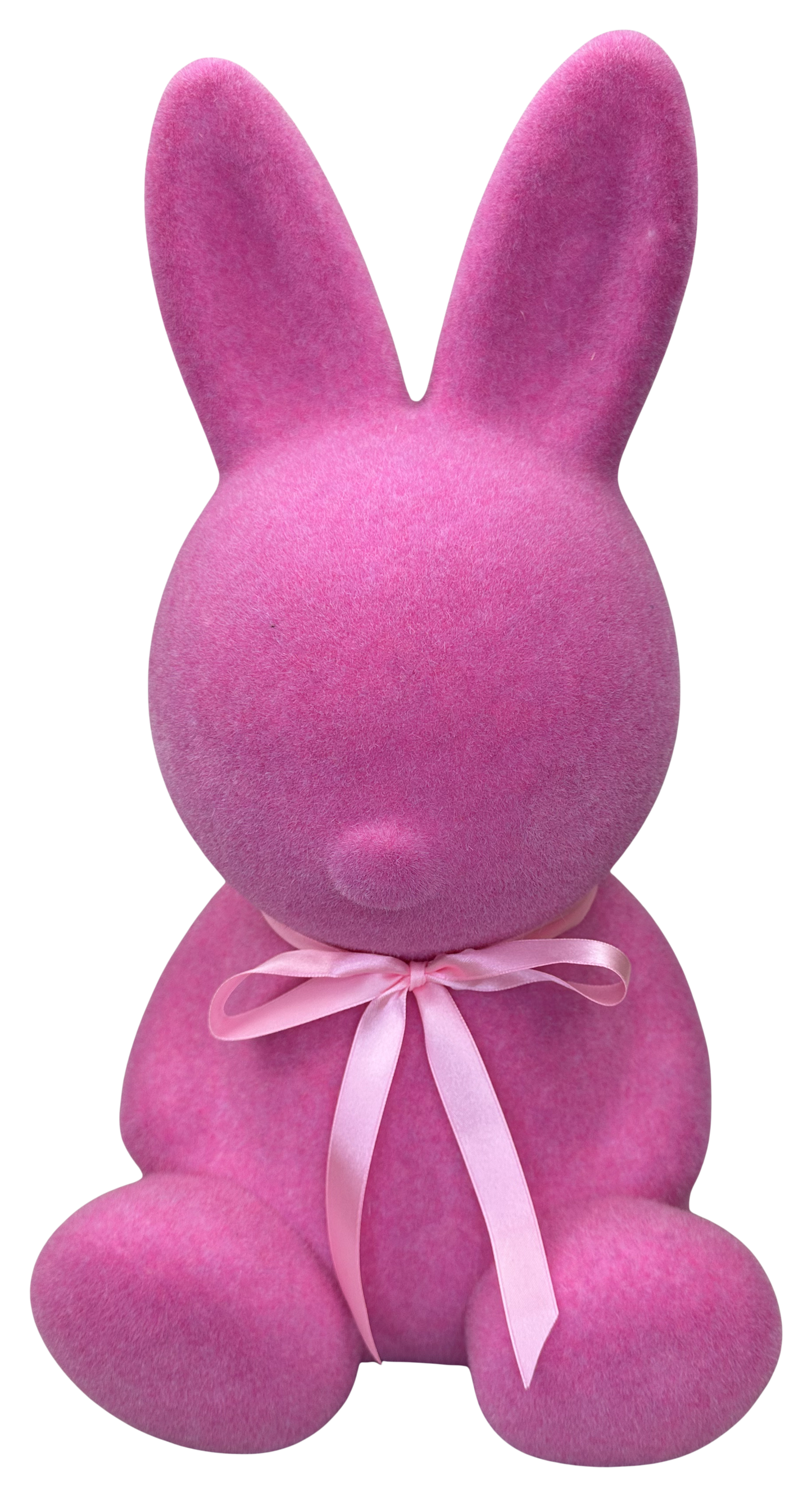 Flocked Pink Bunny Lg 16x9 - Burlap and Bling Decor