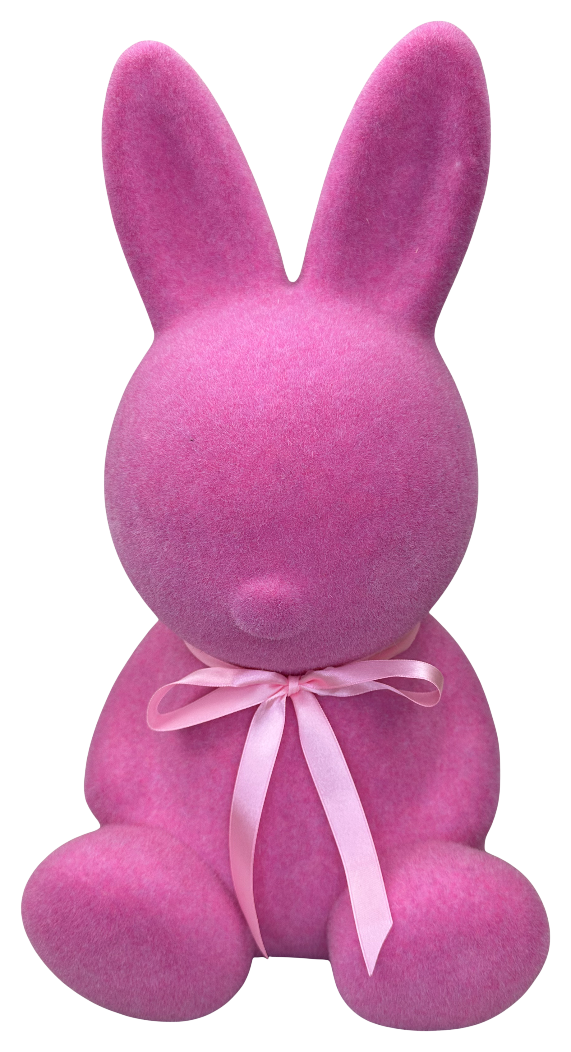 Flocked Pink Bunny Lg 16x9 - Burlap and Bling Decor