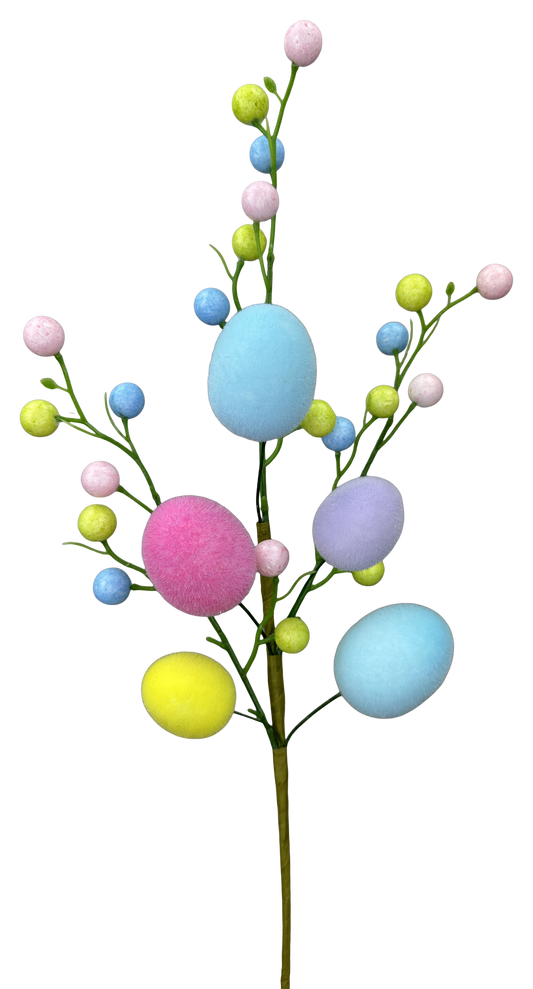 Flocked Eggs Berry Pick H18 - Burlap and Bling Decor