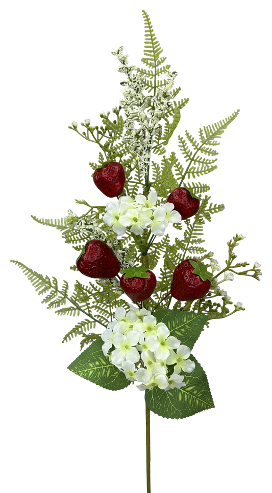 Strawberry Hydranga Spray H28 - Burlap and Bling Decor
