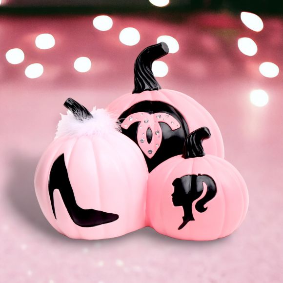 Boo Ville Pink Pumpkin Trio - Burlap and Bling Decor