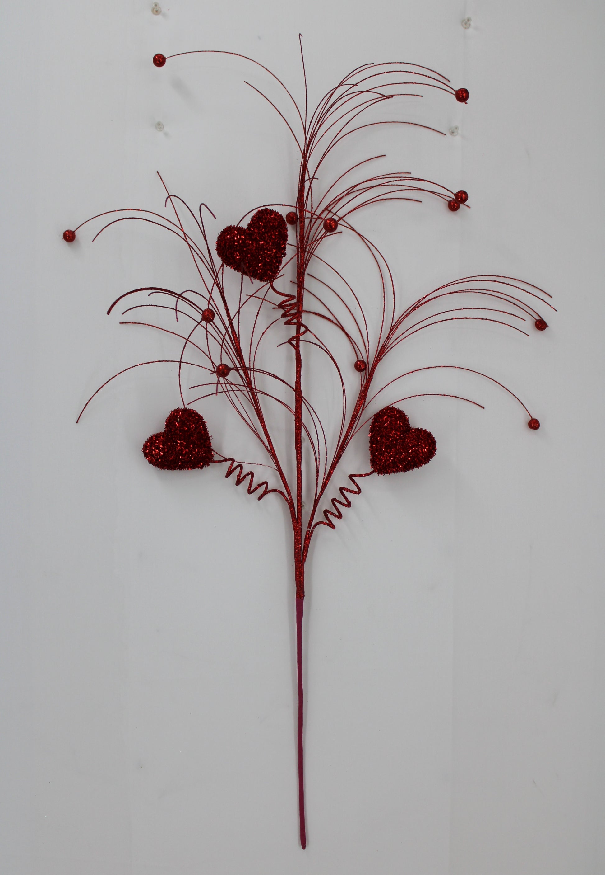33" GLITTER HEART SPRAY RED - Burlap and Bling Decor