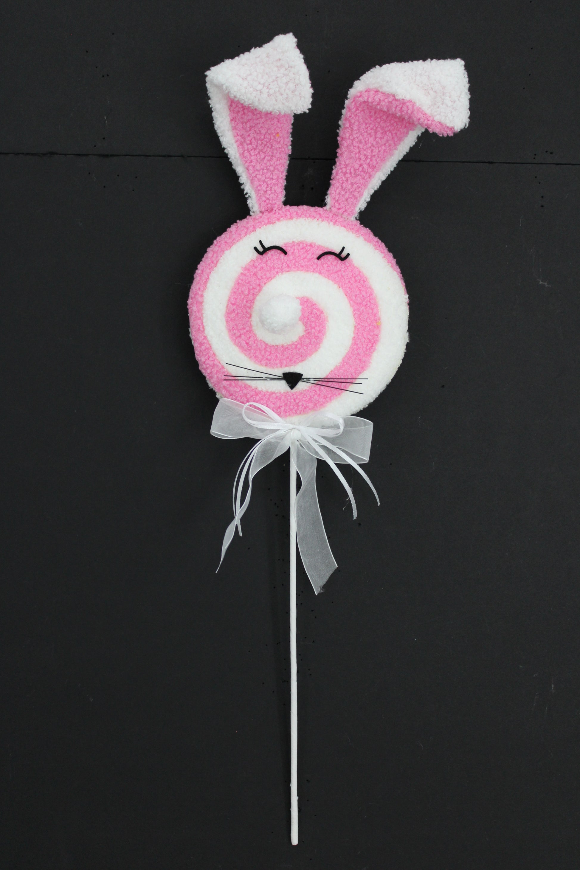 24 IN PINK EASTER BUNNY FACE LOLLIPOP SPRAY - Burlap and Bling Decor