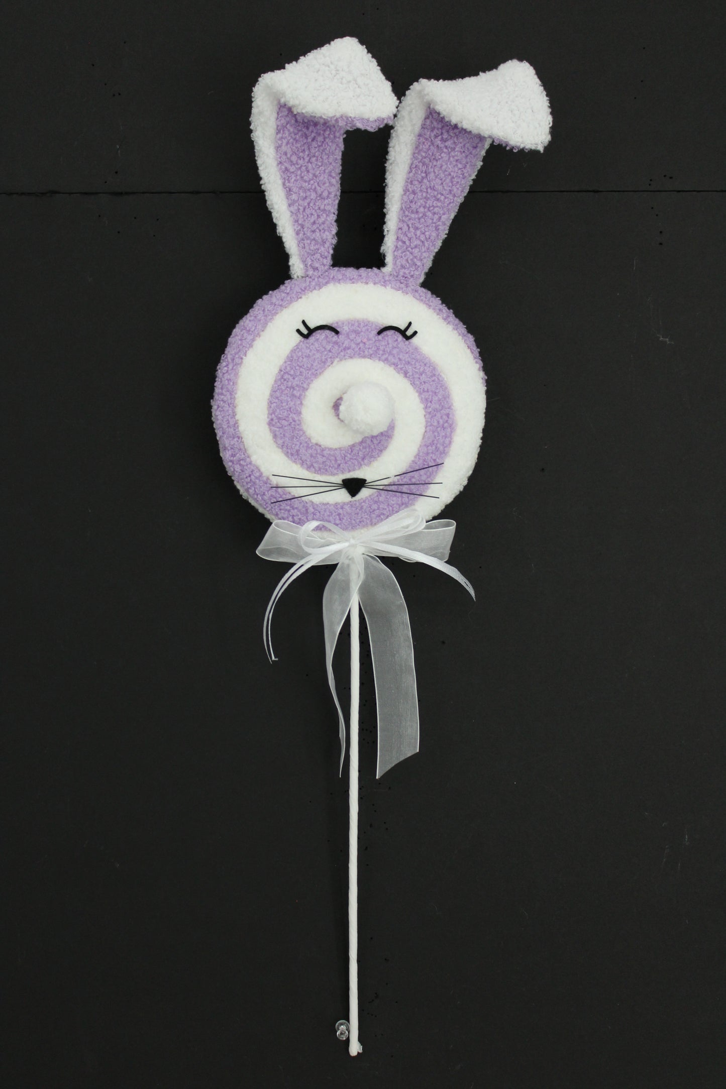 24 IN PURPLE EASTER BUNNY FACE LOLLIPOP SPRAY - Burlap and Bling Decor