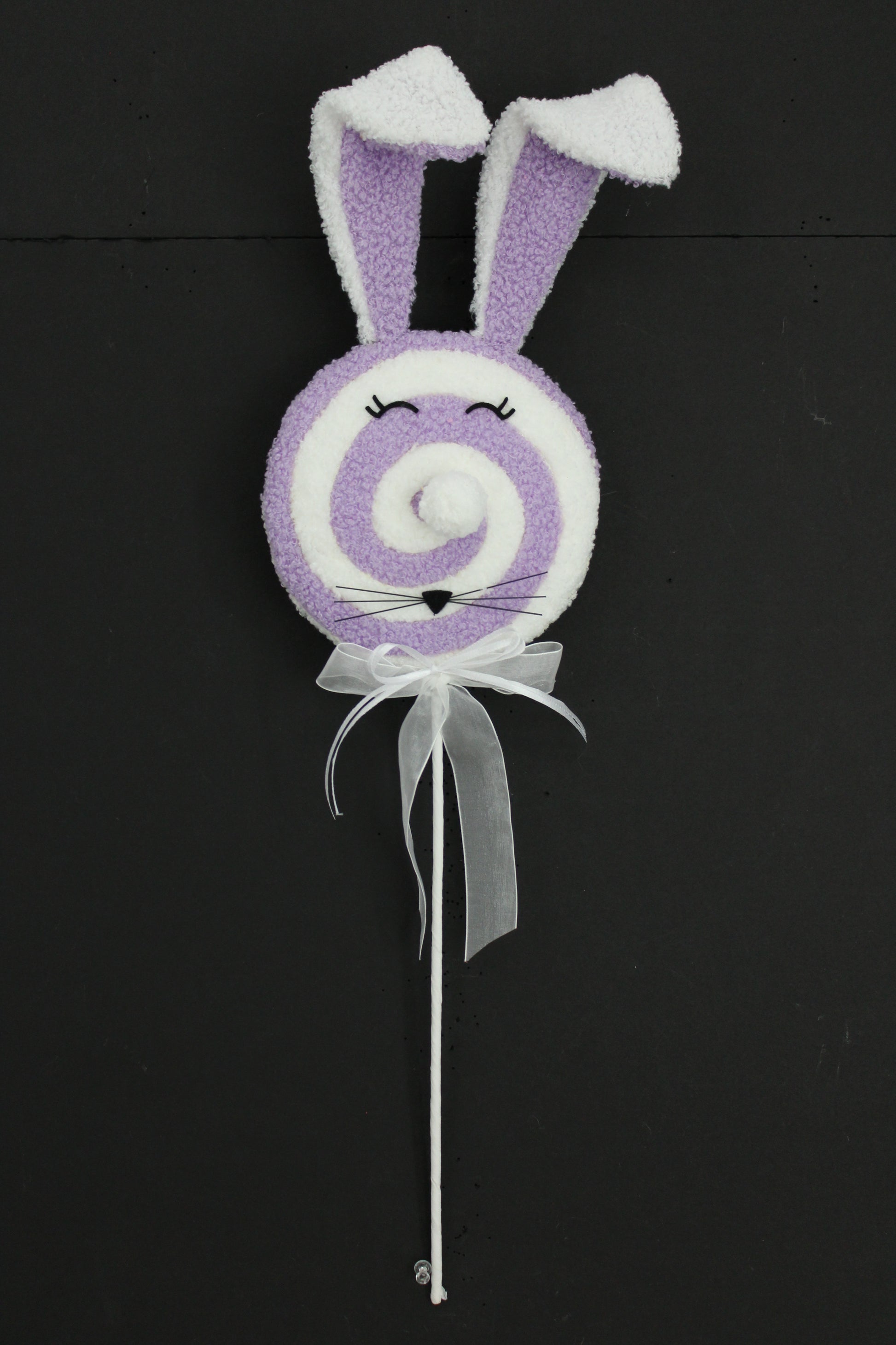 24 IN PURPLE EASTER BUNNY FACE LOLLIPOP SPRAY - Burlap and Bling Decor