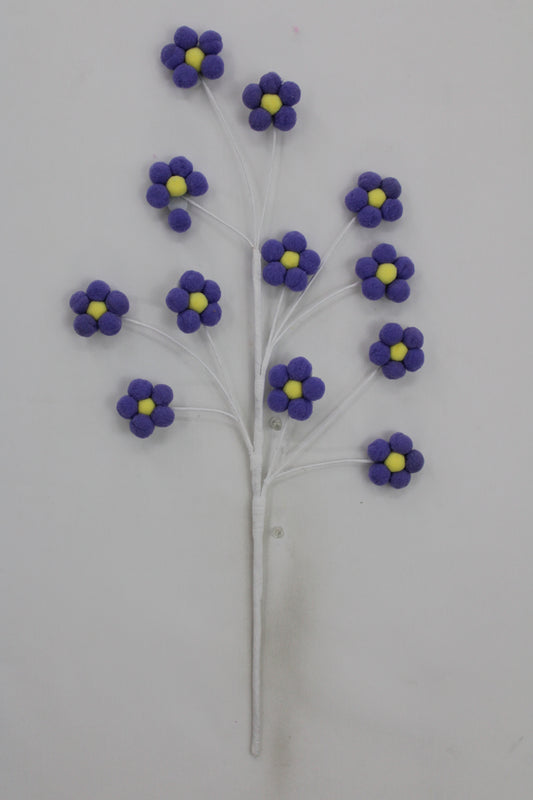 22 IN PURPLE FELT DAISY SPRAY - Burlap and Bling Decor