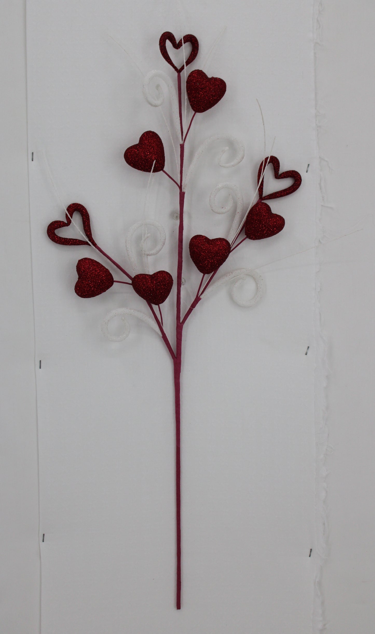 RED VALENTINE HEART CURLY SPRAY - Burlap and Bling Decor