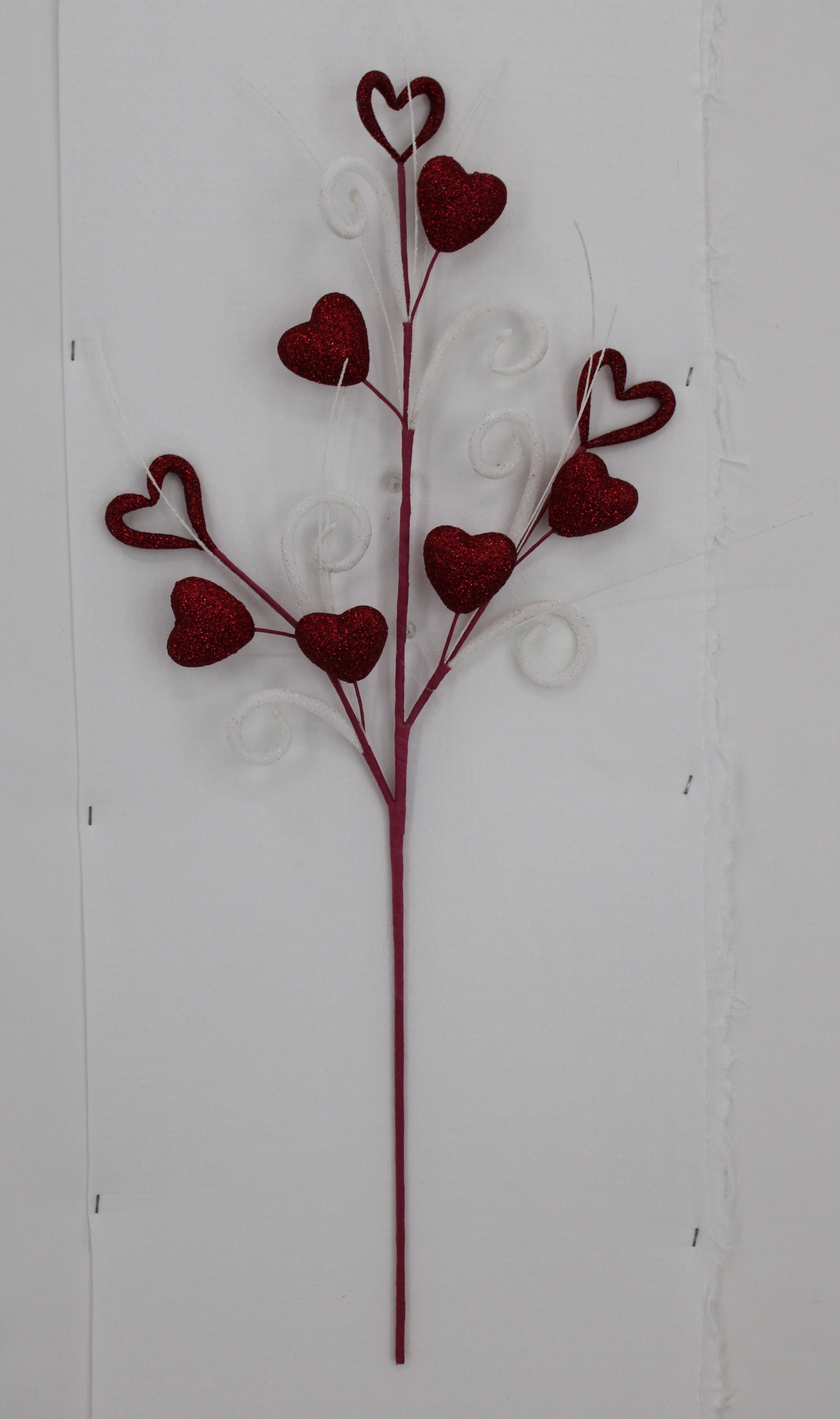 RED VALENTINE HEART CURLY SPRAY - Burlap and Bling Decor