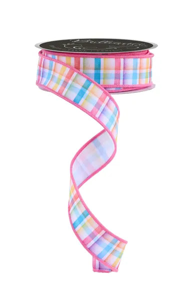 7/8"X10YD WATERCOLOR PLAID MULTI - Burlap and Bling Decor