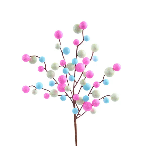 17"L IRIDESCENT GLITTER BALL SPRAY HOT PINK/LT BLUE/LT GREEN - Burlap and Bling Decor