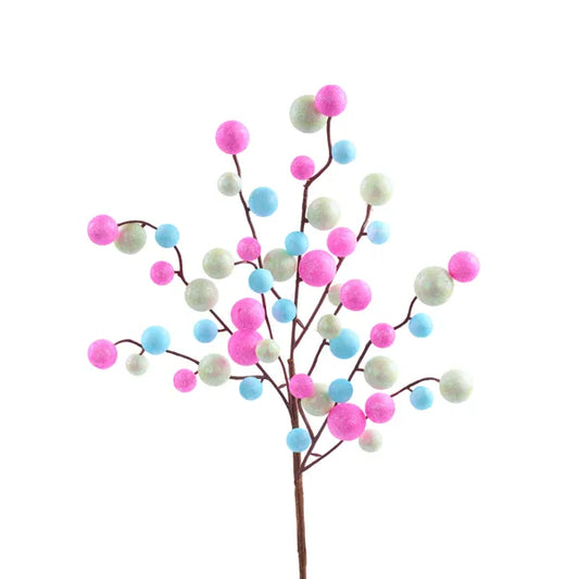 17"L IRIDESCENT GLITTER BALL SPRAY HOT PINK/LT BLUE/LT GREEN - Burlap and Bling Decor