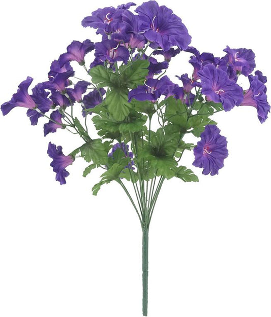 PETUNIA BUSH W/MUM LEAF, 21.5", PURPLE - Burlap and Bling Decor