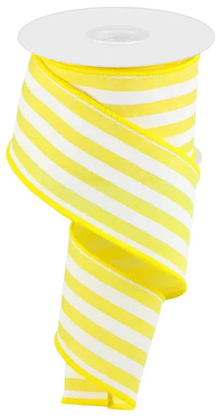 2.5"X10YD VERTICAL STRIPE YELLOW/WHITE - Burlap and Bling Decor