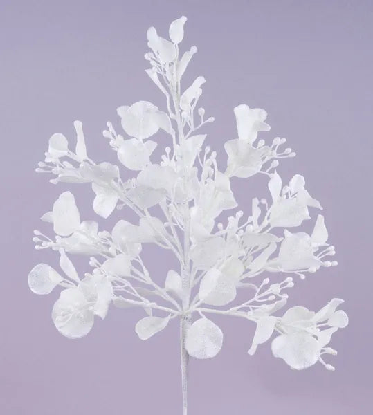 17.5"L GLITTER EUCALYPTUS BUSH WHITE - Burlap and Bling Decor