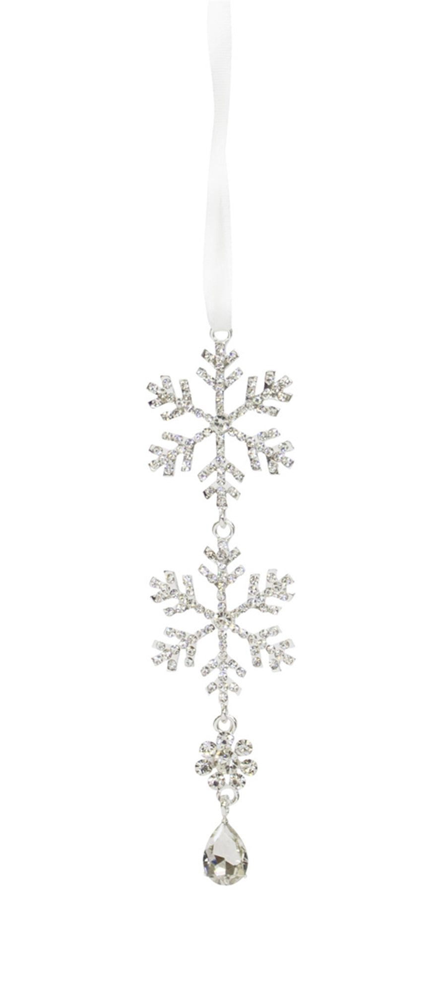 Jewel Tiered Snowflake Ornament 8"H Metal - Silver - Burlap and Bling Decor