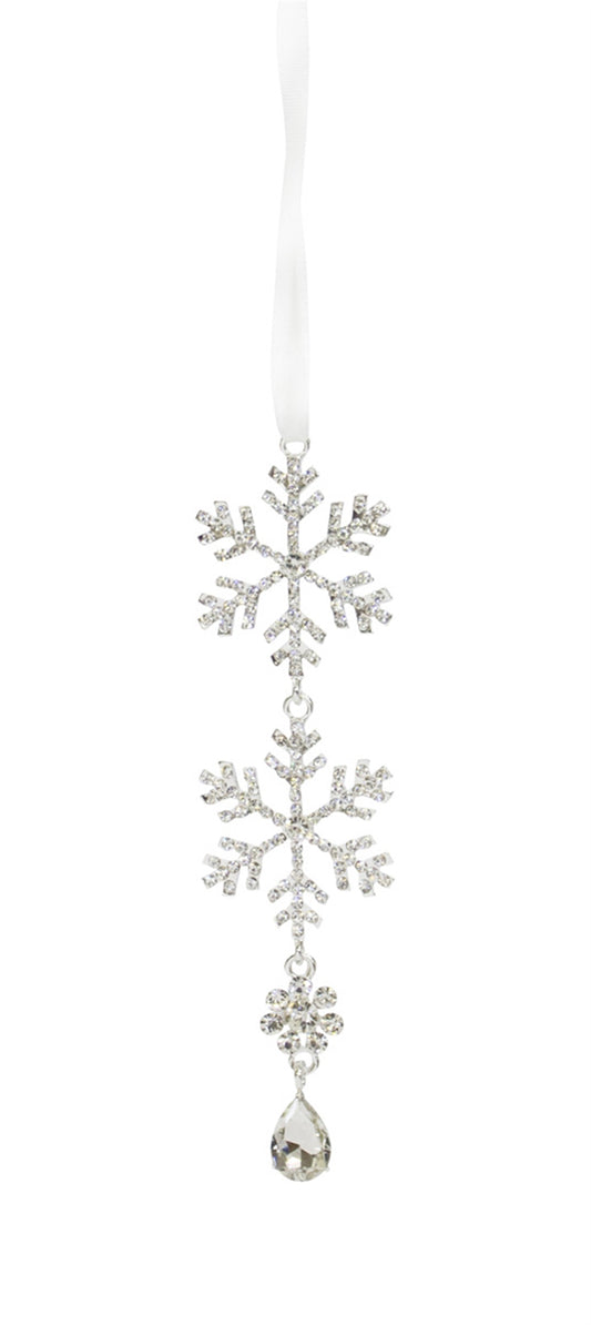 Jewel Tiered Snowflake Ornament 8"H Metal - Silver - Burlap and Bling Decor