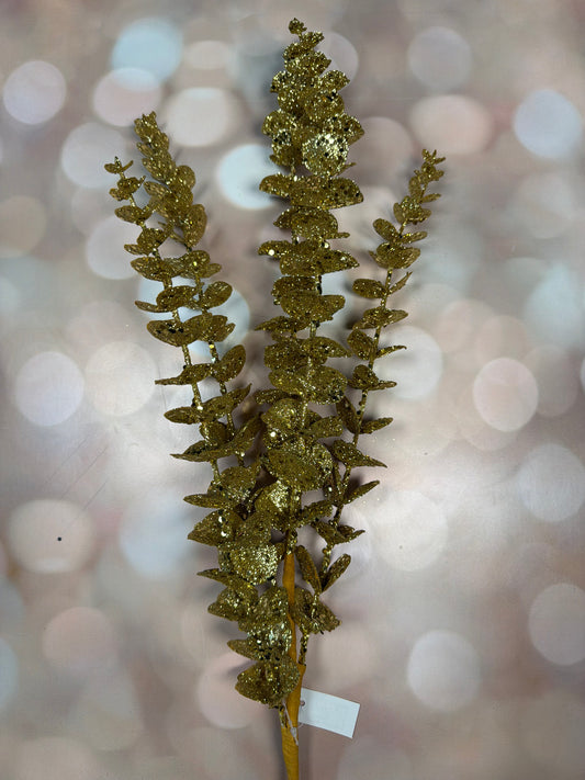 32"L GLITTER EUCALYPTUS SPRAY GOLD