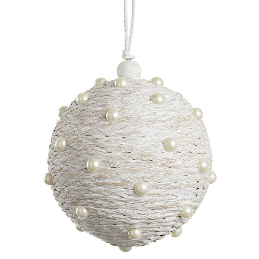 6"PEARL RATTAN BALL ORNAMENT