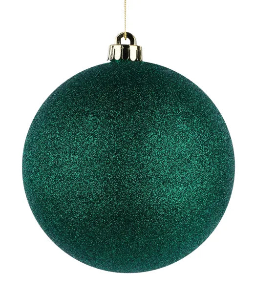 120MM GLITTERED BALL HUNTER GREEN - Burlap and Bling Decor