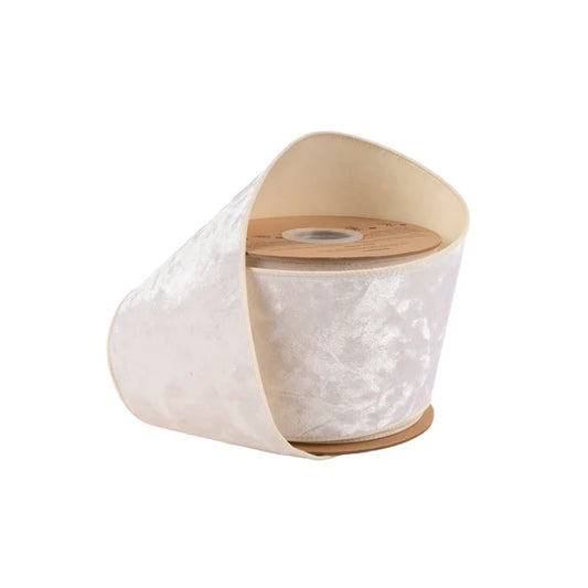 4" x 10 yrds Heritage Velvet  Ivory Wired Ribbon (Copy)