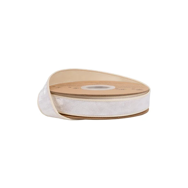 1"X10YDS VELVET IVORY WIRED RIBBON