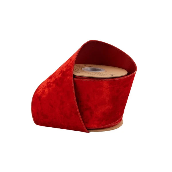 4"x 10 yrds Wired Heritage Velvet Ribbon Red Wired Ribbon