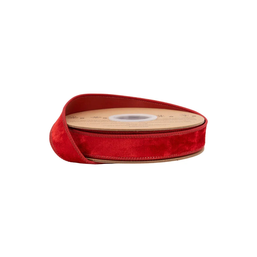 1"X10YDS VELVET RED WIRED RIBBON