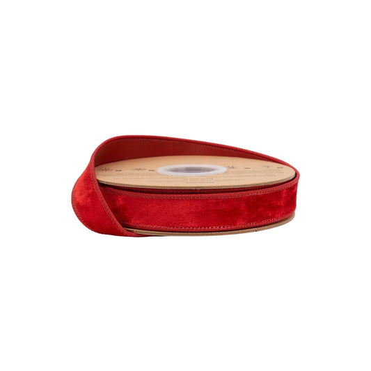 1"X10YDS VELVET RED WIRED RIBBON