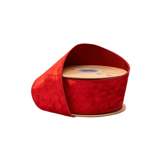 2.5" x 10 yrdsHeritage Velvet Ribbon Red Wired Ribbon