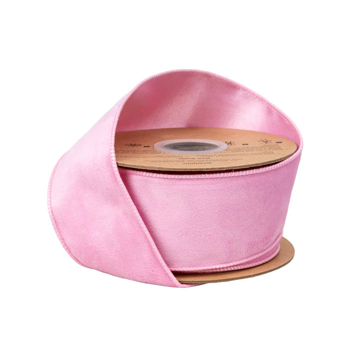 2.5" X 10YDS REVERSIBLE CLASSIC VELVET PINK WIRED RIBBON - Burlap and Bling Decor