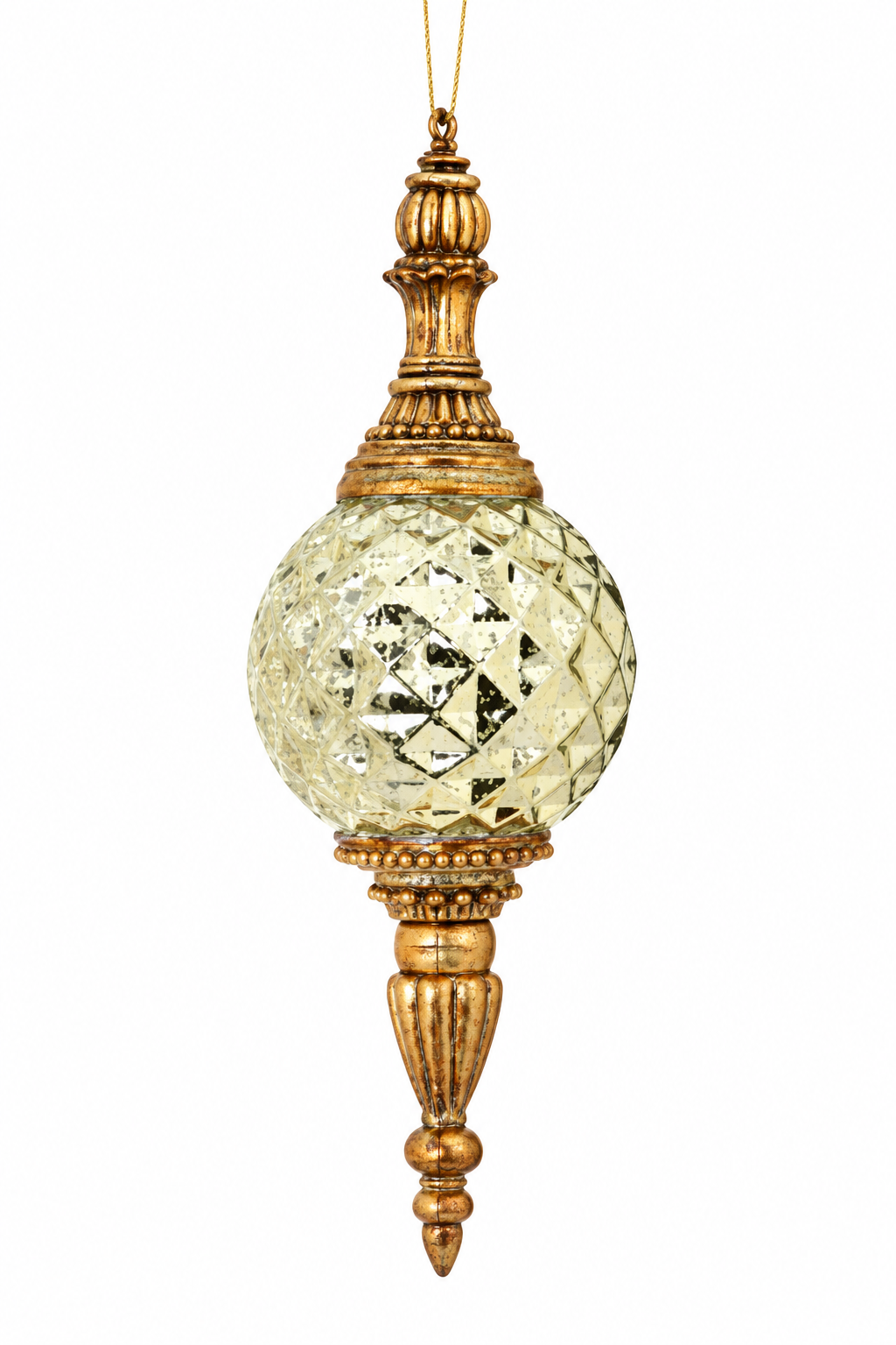18" GLITTER MERCURY FINIAL ORNAMENT GOLD - Burlap and Bling Decor