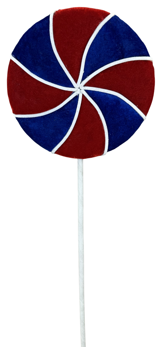 Velvet Lollipop Pick H17xDIA4 Patriotic pinwheel - Burlap and Bling Decor