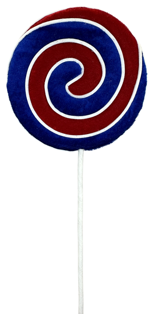 Velvet Lollipop Pick H17xDIA4 Patriotic spiral - Burlap and Bling Decor