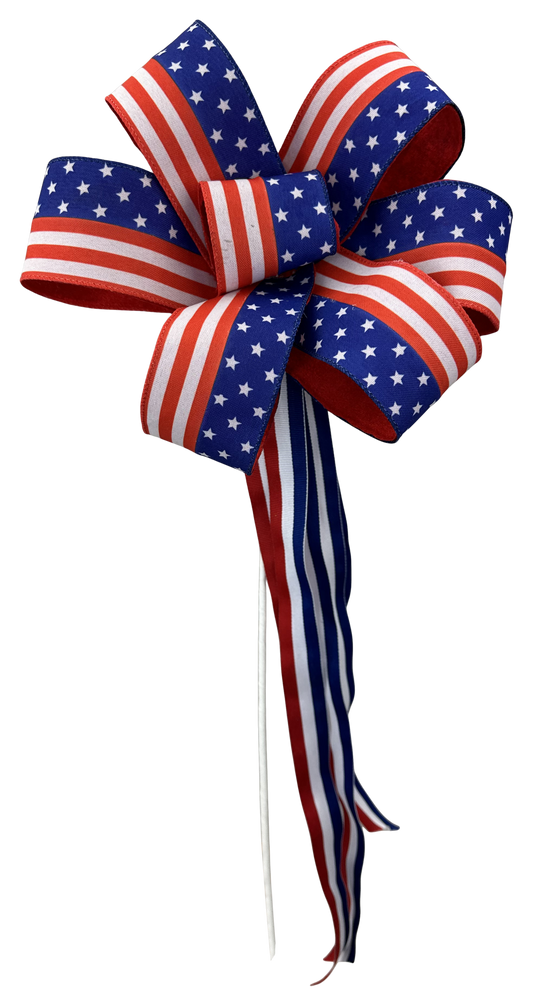 Star Stripe Bow Pick H23xDIA8 Patriotic - Burlap and Bling Decor