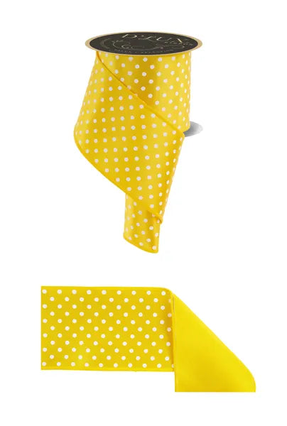 4"X10YD SMALL POLKA DOT/FUSED YELLOW/WHITE - Burlap and Bling Decor