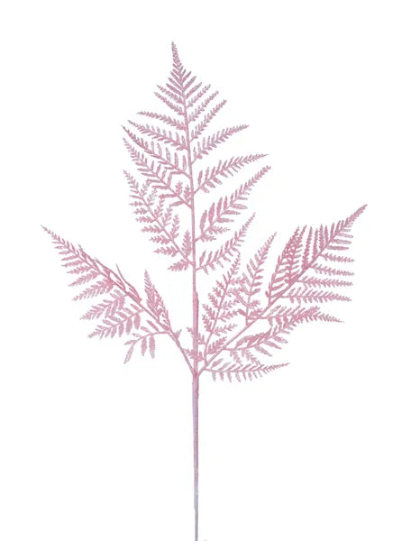 18.5"L GLITTER FERN LEAF SPRAY PINK - Burlap and Bling Decor