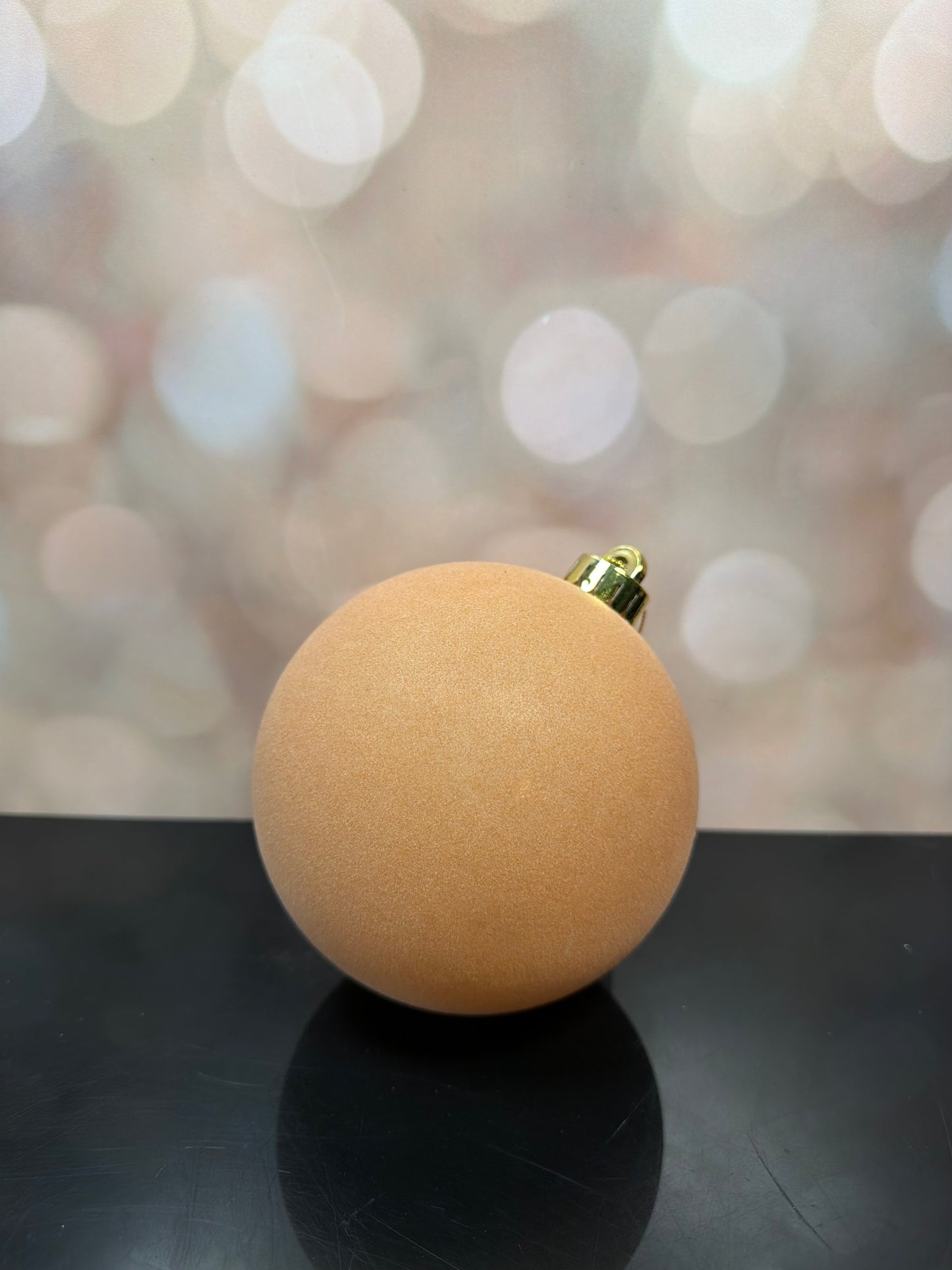 120MM SMOOTH FLOCKED BALL ORNAMENT TAN