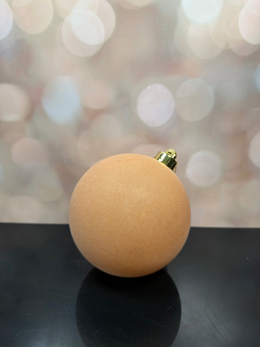 120MM SMOOTH FLOCKED BALL ORNAMENT TAN