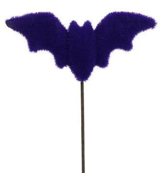 7"L X 3.25"H FLOCKED BAT PICK (12"OAL) DARK PURPLE - Burlap and Bling Decor