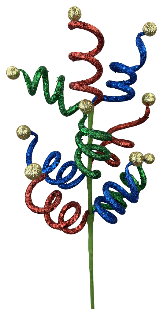 Curly Ball Spray Red/Green/Blue/Gold