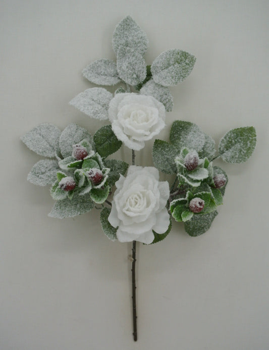 18 IN ROSE BERRY SPRAY White - Burlap and Bling Decor
