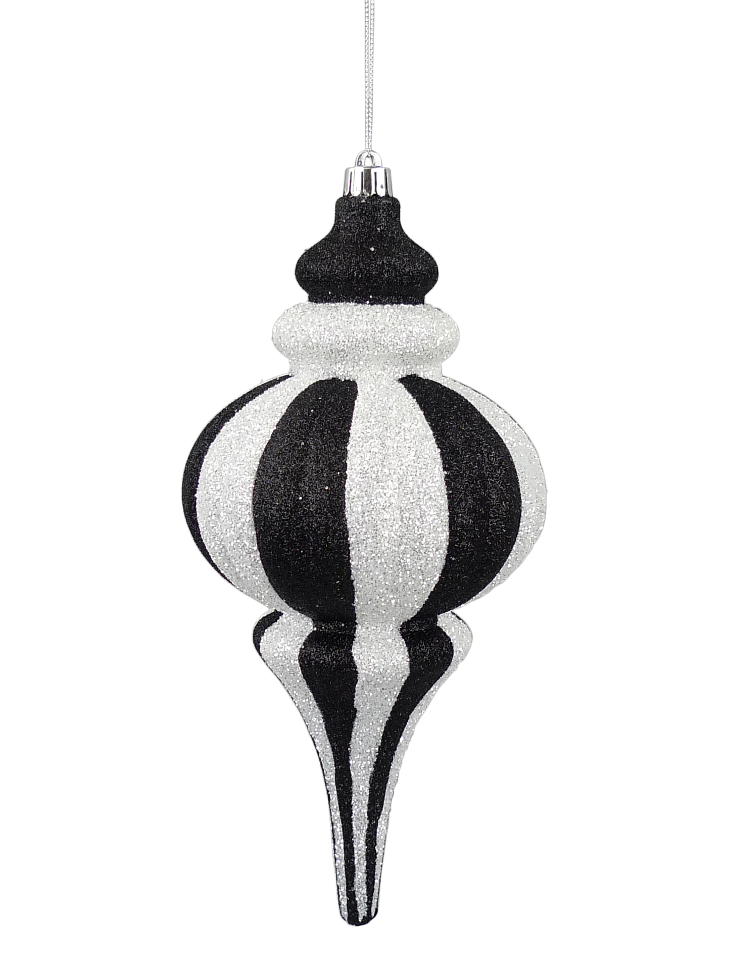 Drop-Shape Ornament Black/White 4.5"x10"