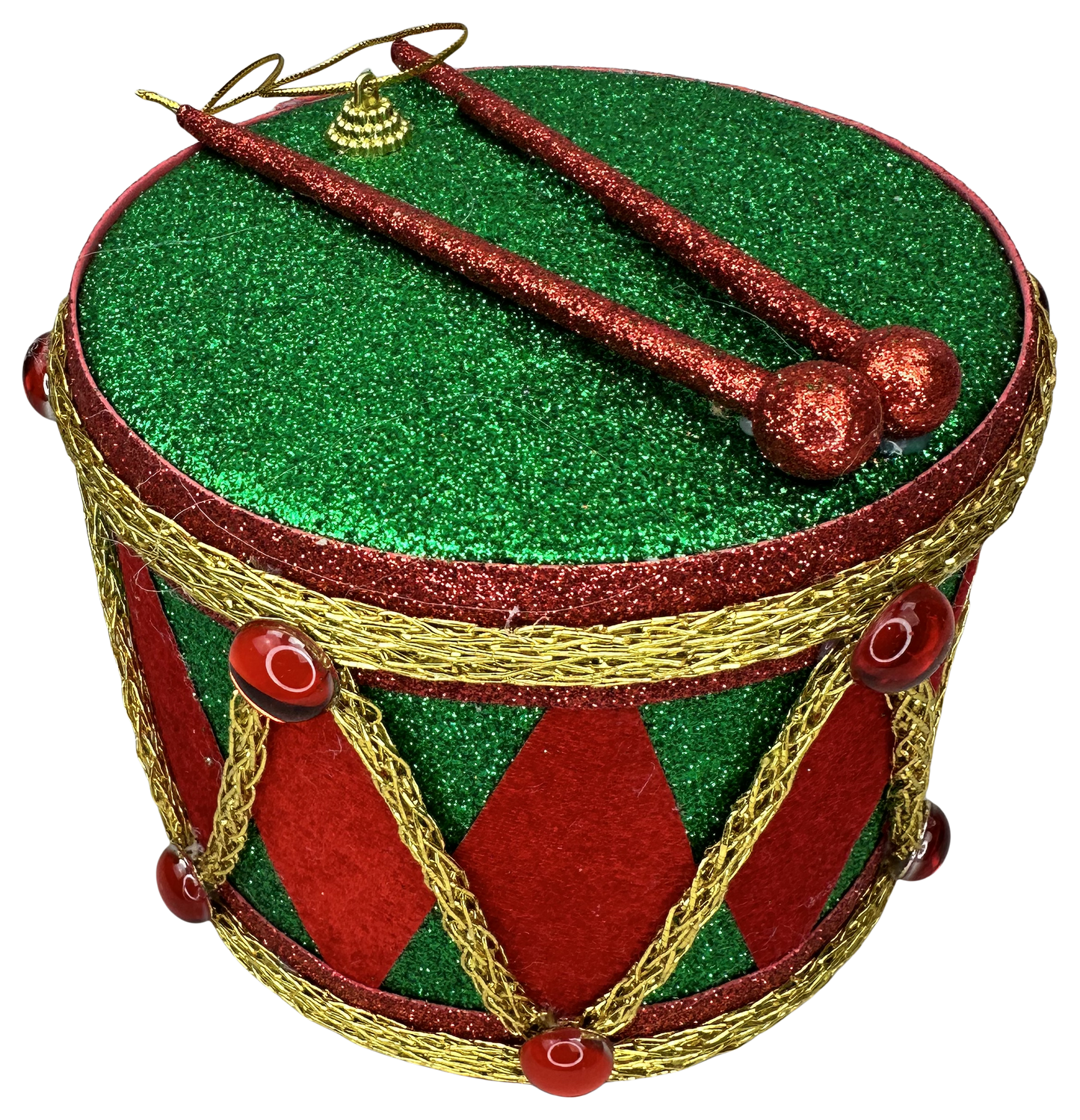 6" Red/Green Glitter Foam Drum