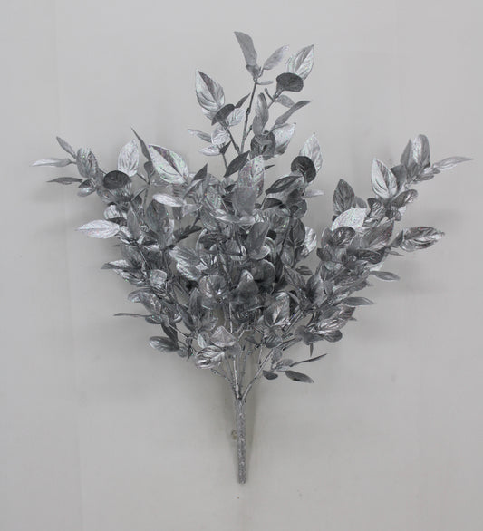 17 " LEAVES SILVER GLITTER
