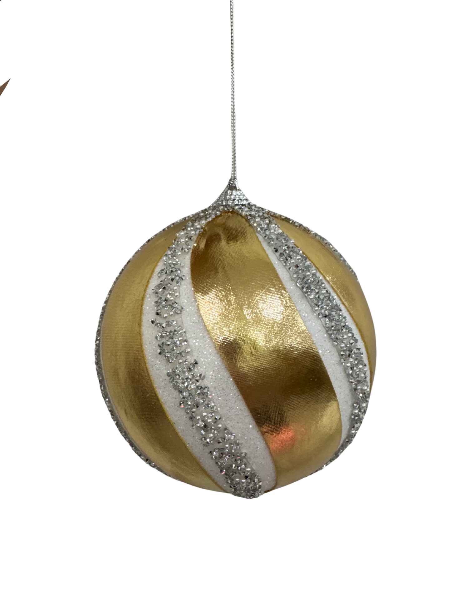 Orn Jewel Ball DIA5 Gold/Silver - Burlap and Bling Decor