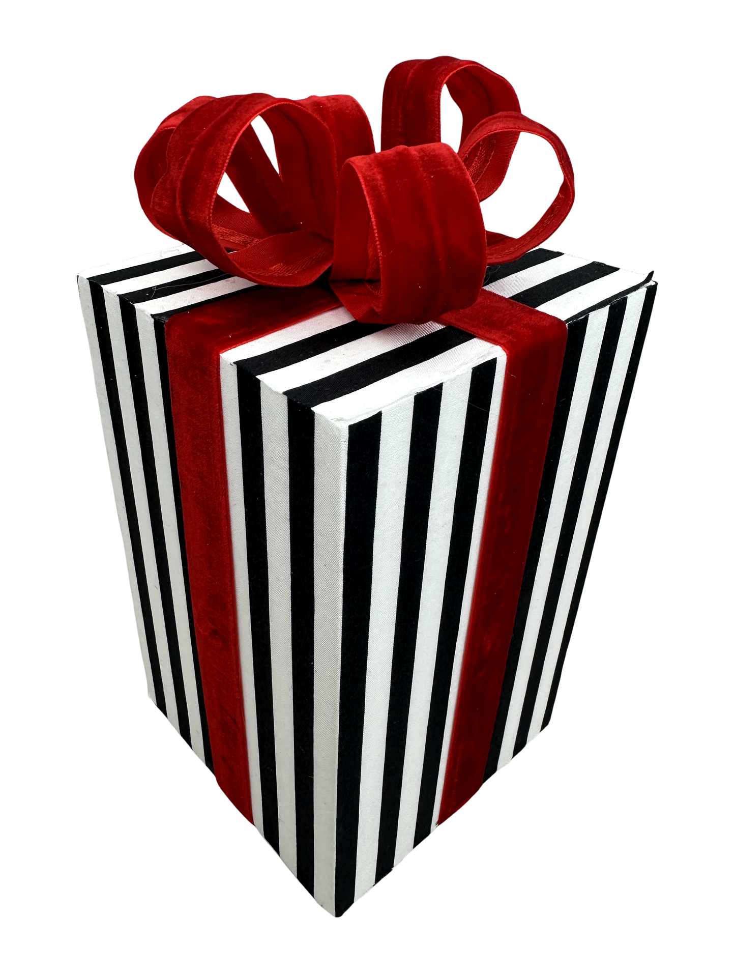 Stripe Giftbox H9.5xW5 Red/Black/White