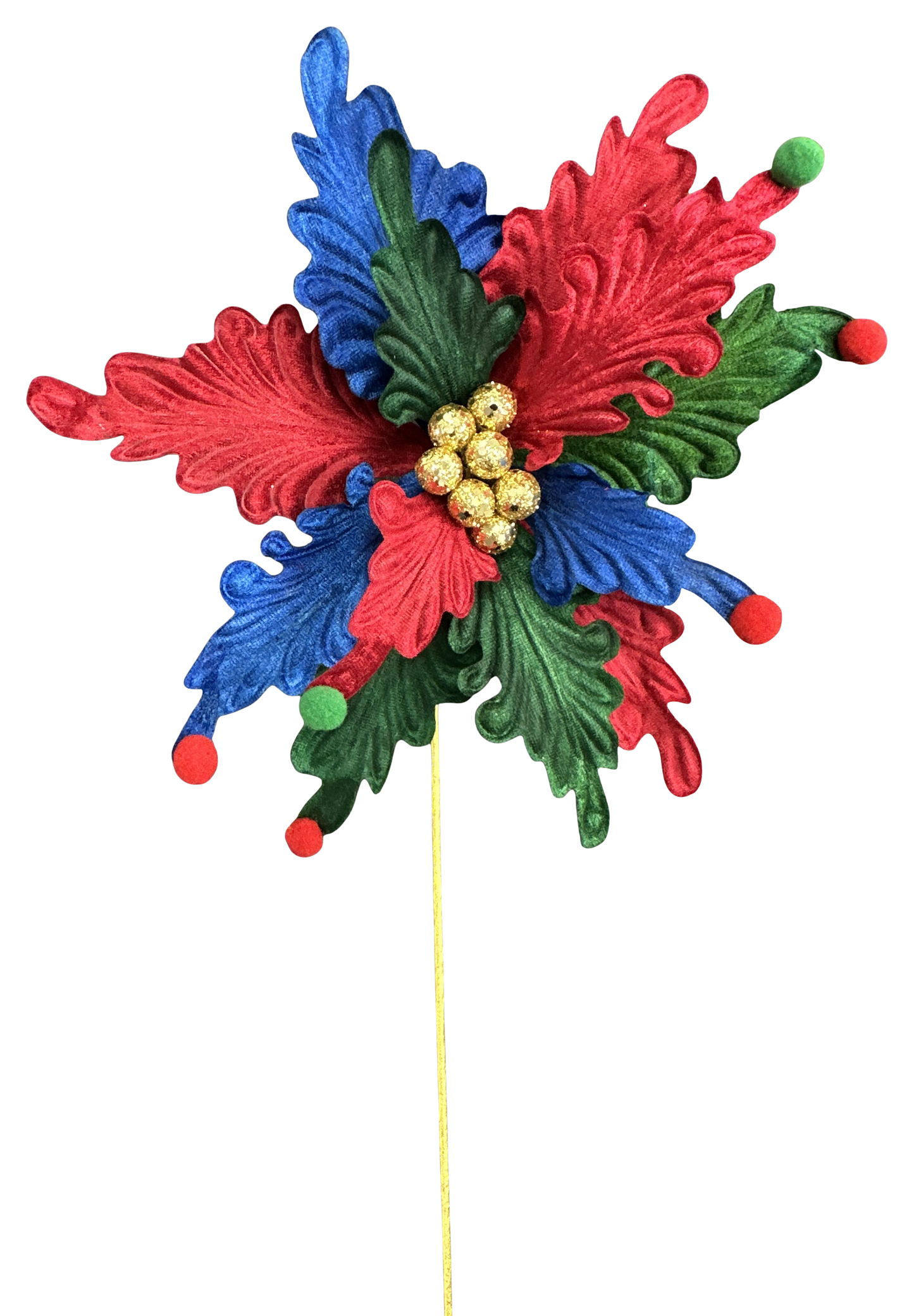Poinsettia-Red/Green/Blue/ Gold DIA11"