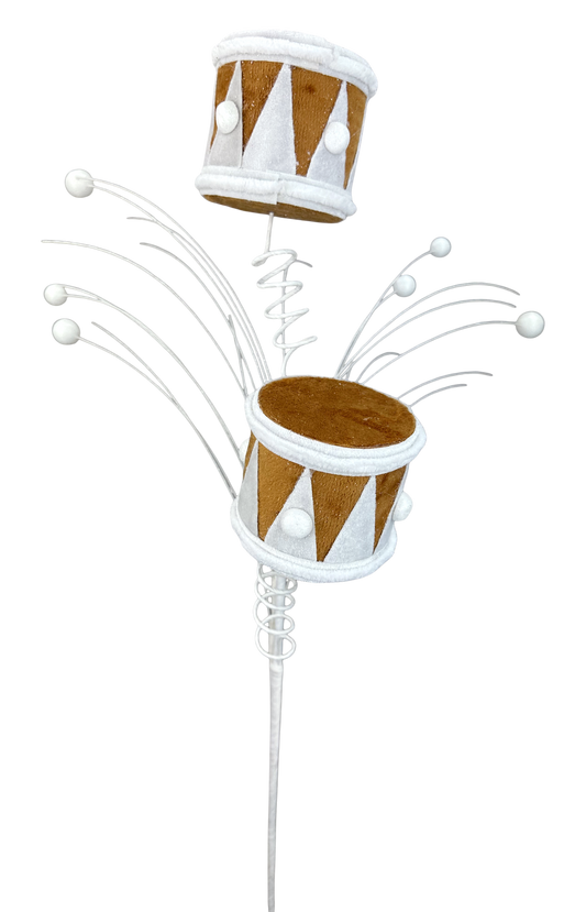 Gingerbread Drum Spray Brown,White - Burlap and Bling Decor