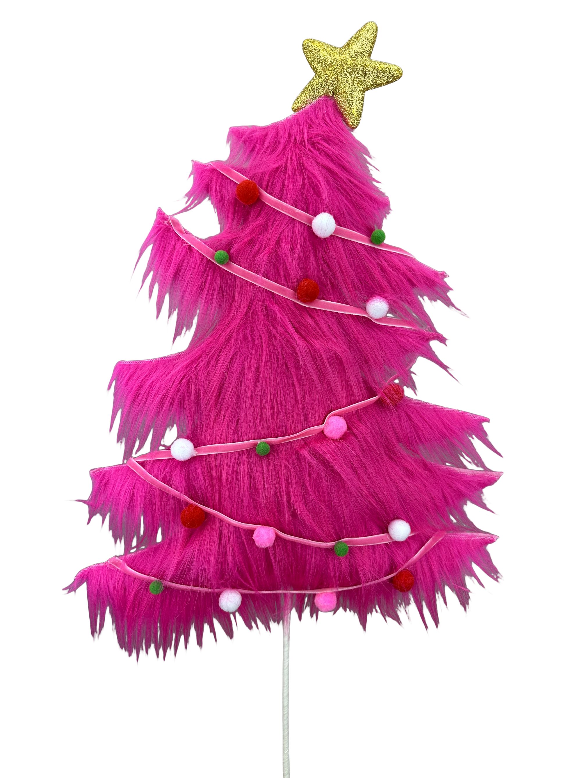 Furry Christmas Tree Spray H28xW12 Hot Pink - Burlap and Bling Decor