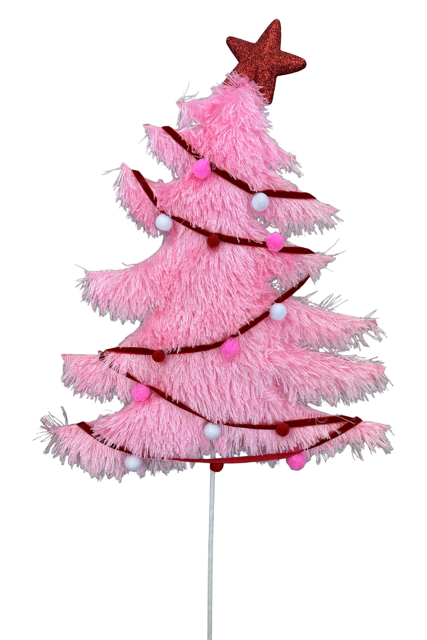 Furry Christmas Tree Spray H28xW12 Pink - Burlap and Bling Decor